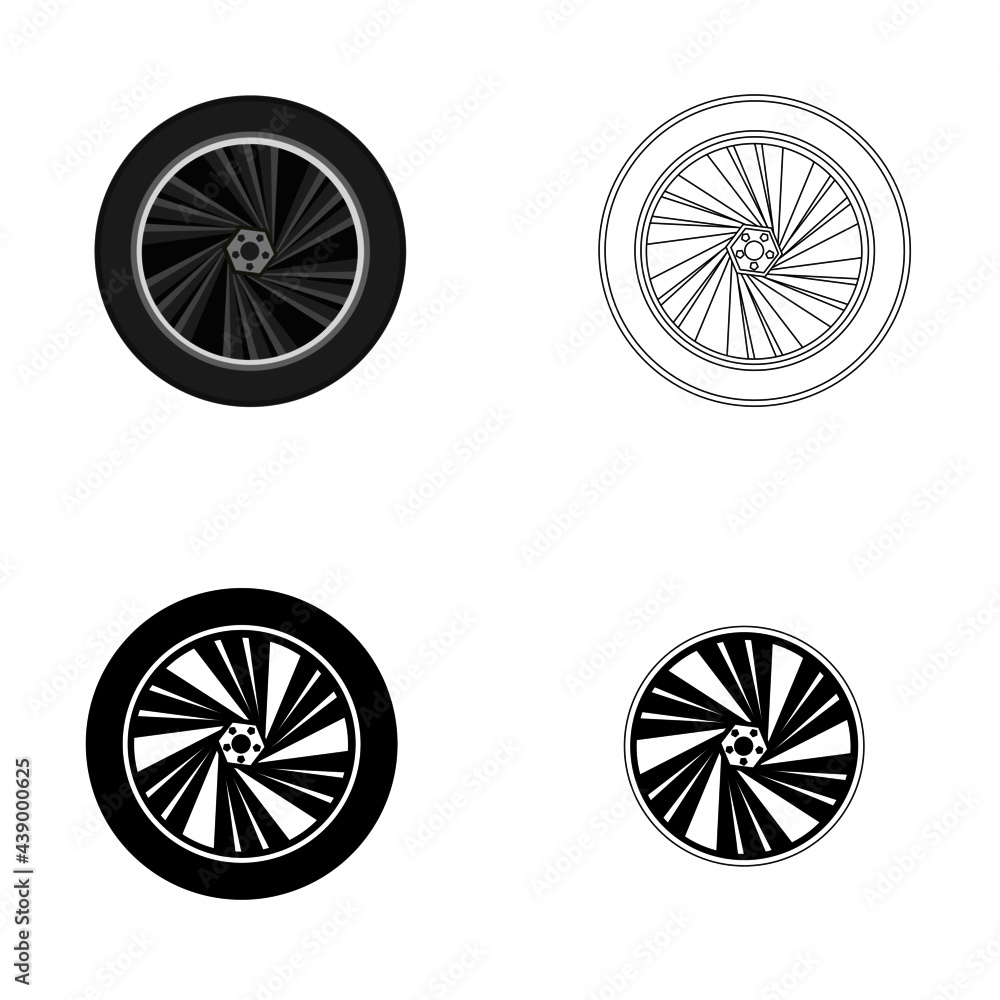 set of car wheel vector on white background