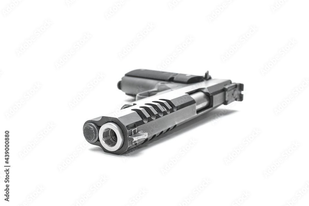 Two tones Pistol handgun isolated with white background Two tones Pistol handgun isolated with white background