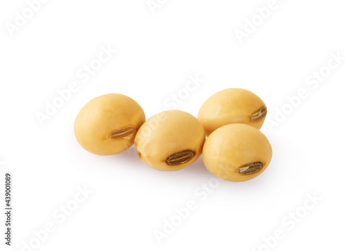 Close-up Three Soybean seeds isolated on white background