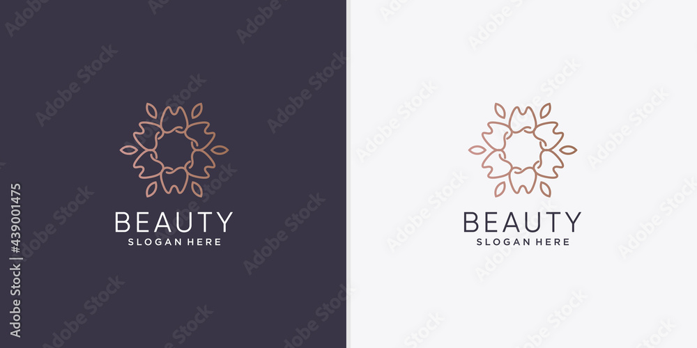 Beauty abstract flower logo with creative line art style vector part 2