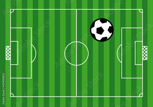Vista aérea de un campo de futbol y balón