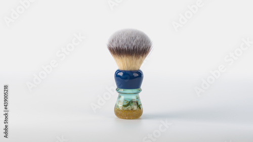 soft shaving brush isolated on white background, close view, barber shop concept 