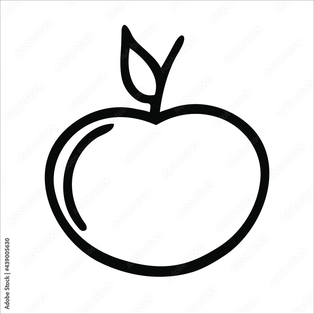 Cartoon cute apple vector outline. Vector illustration isolated on white. Cartoon cute apple vector outline. Vector illustration isolated on white.