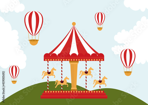carousel and hot balloons