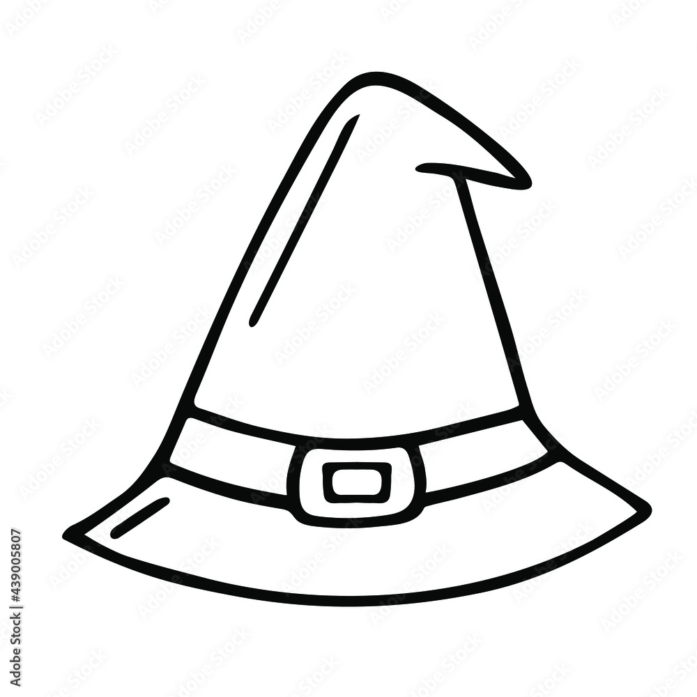 Witch hat outline icon. Costume and halloween. Vector illustration isolated on white. Witch hat outline icon. Costume and halloween. Vector illustration isolated on white.
