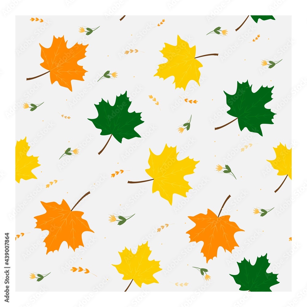 Seamless vector pattern with autumn leaves. Suitable for textiles, postcards, backgrounds, screensavers, web, covers. Maple colored leaves on a light background Seamless vector pattern with autumn leaves. Suitable for textiles, postcards, backgrounds, screensavers, web, covers. Maple colored leaves on a light background