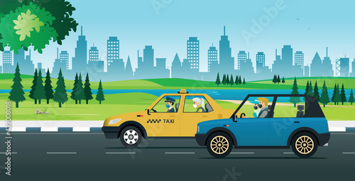 People must wear masks to prevent germs at all times while driving.
