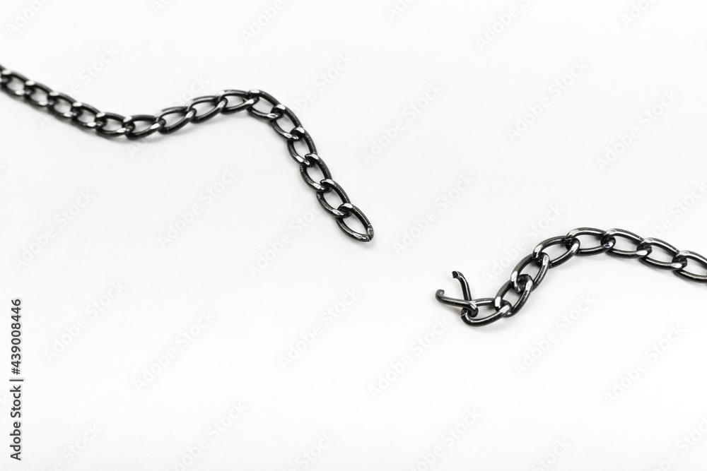 broken chain on white background broken chain on white background