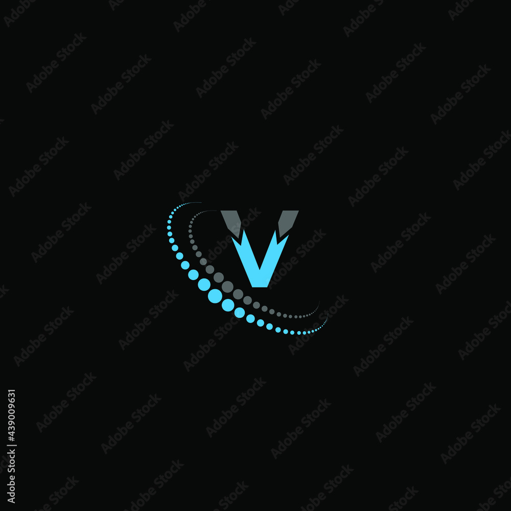 V letter logo design on black background. V creative initials ...