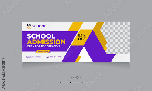 kids school admission open webinar f
Facebook cover web banner template with photo place modern layout design
