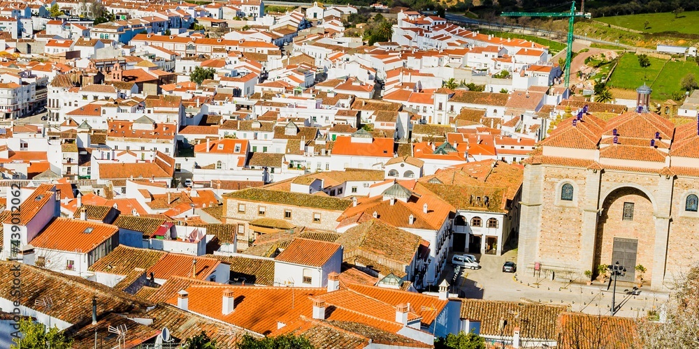 Aracena seen from above. Aracena, Huelva, Andalusia, Spain, Europe
