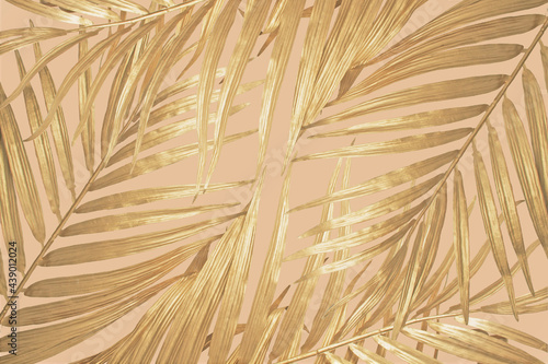 Gold Metallic Palm Leaves Busy Textured Background