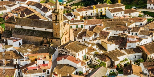 The village of Alájar seen from above. Alájar, Huelva, Andalusia, Spain, Europe © MRMPhoto