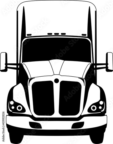 semi truck, vector illustration,flat style, front 