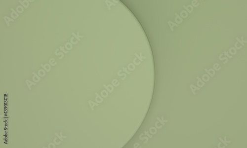 Green abstract background with cylindrical podium. Top view. Backdrop design for product promotion. 3d rendering