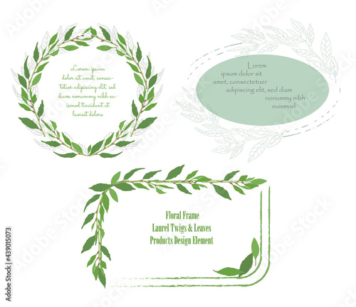 Three Vintage Frames with the Laurel Twigs