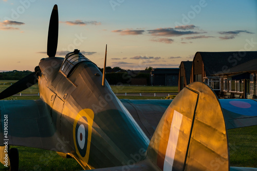 Obraz na plátně Hawker Hurricane British World War Two Fighter Plane at Sunset