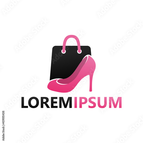 Woman shoes store logo template design