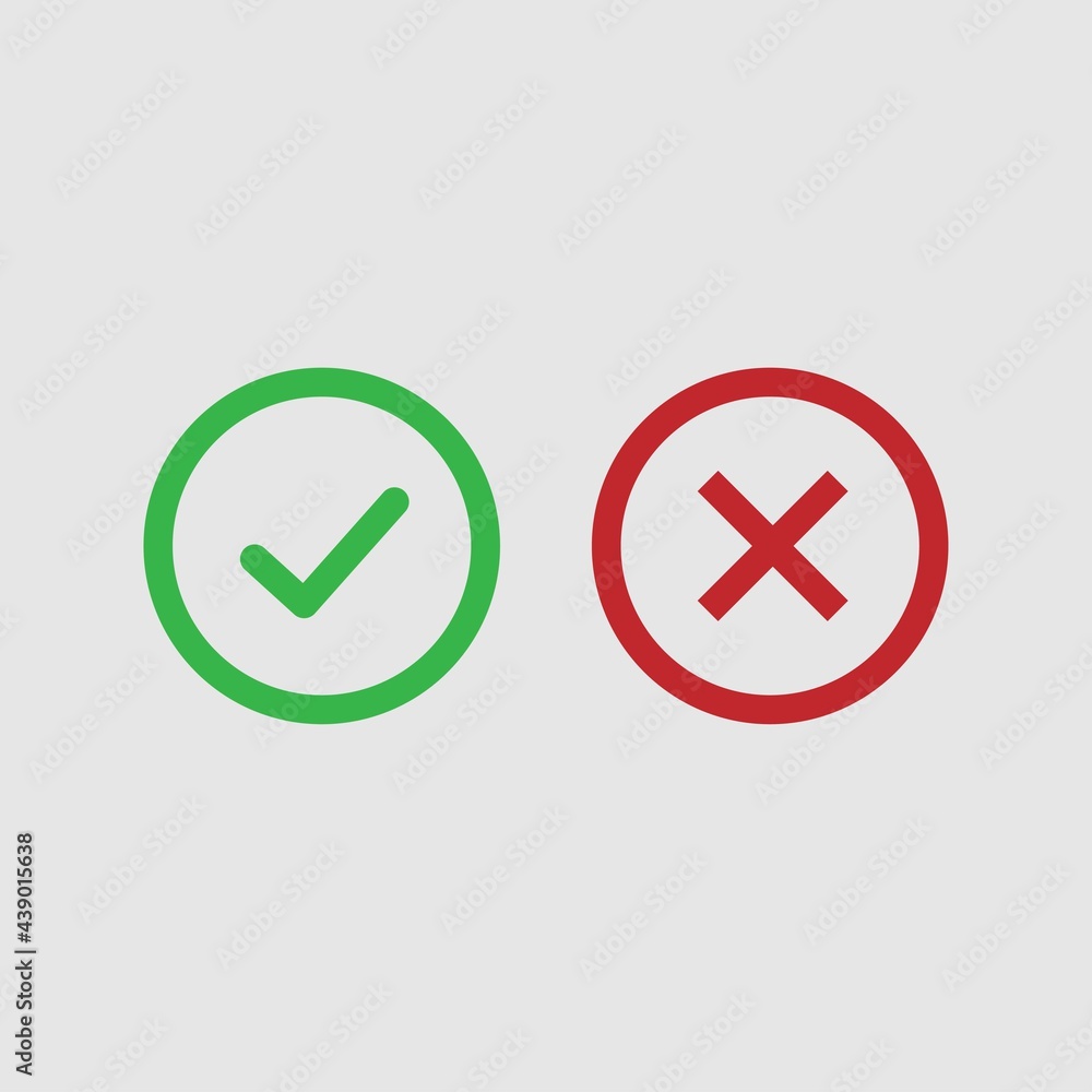 Checkmark and cross icons for web design isolated on white background Checkmark and cross icons for web design isolated on white background