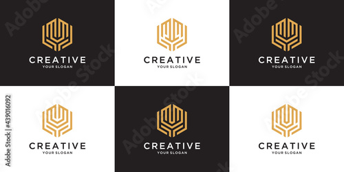 Letter mm hands logo template for real estate, building, agent, architect