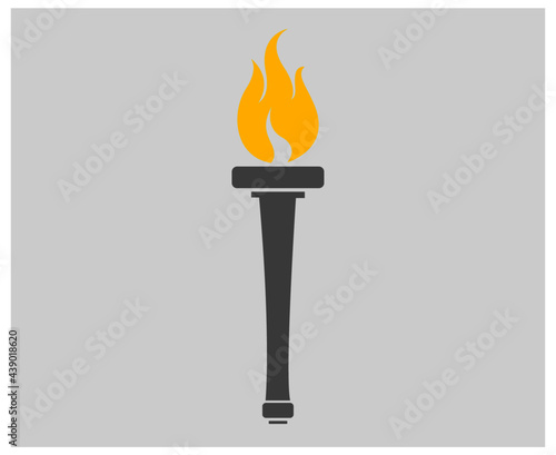 fire torch illustration flame Yellow abstract design with Background Gray © belkas