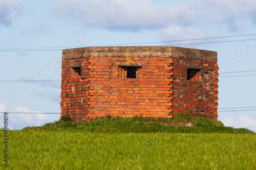 Stanton-by-dale, Derby, UK, April,11,2021:A WW2 Pillbox located in a field near Stanton by Dale, Derbyshire