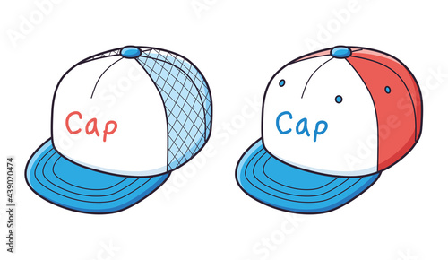 Snapback hat and trucker baseball cap isolated