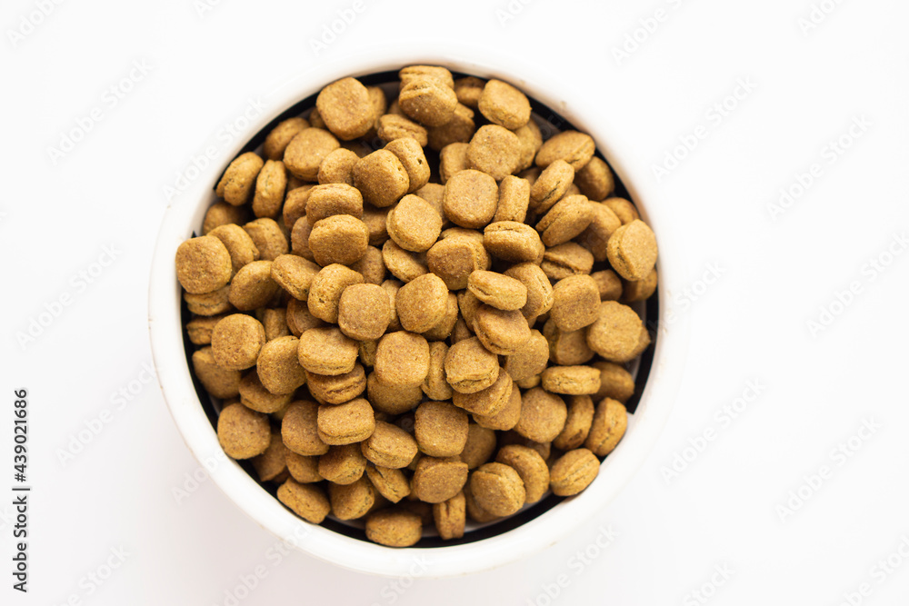 Dried Pet Food isolated On White Background with copy space Dried Pet Food isolated On White Background with copy space