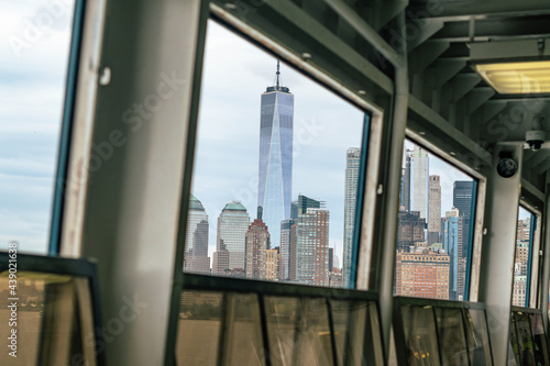 Staten Island ferry looking at world famous Nyc landmarks 