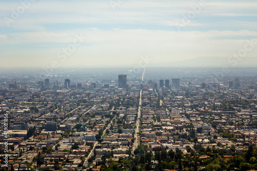 Los Angeles cityscape during the day  cloudy 
