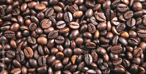 Coffee beans background. Dark coffee background