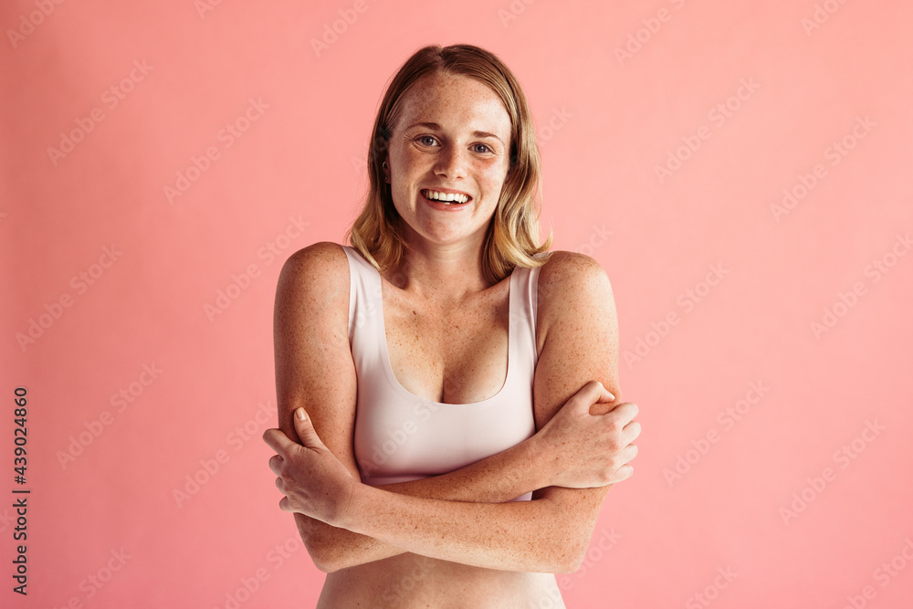 Portrait of woman with freckles on body Portrait of woman with freckles on body
