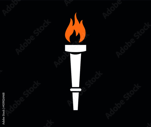 Flaming torch White abstract on Background Black illustration design  © belkas