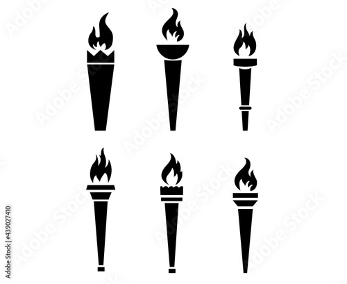 abstract torch Collection Black design icon illustration with White Background