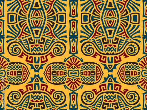 Abstract Ethnic Vector Seamless Pattern. Trendy boho tile. African textile design. Scandinavian ornament. Perfect for wallpaper, cloth, wrapping paper and other endless fill. photo