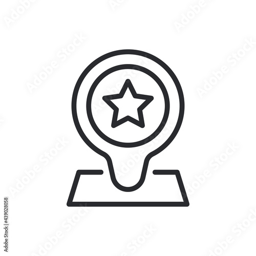 Location of best place colored icon. Speech bubble with star, like, rating, positive feedback symbol