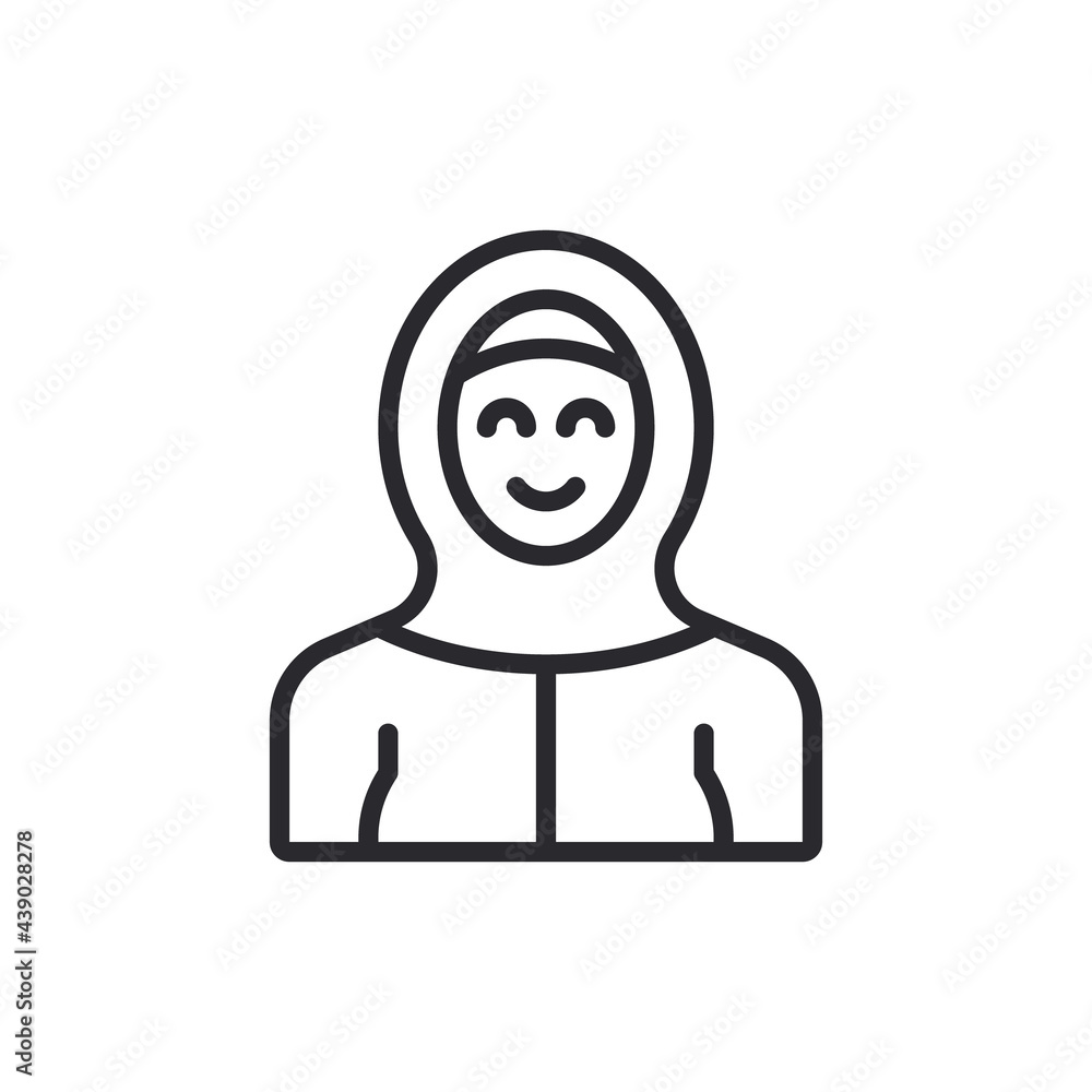 Female symbol line art. Women wear hijab. Muslim woman icon. Female symbol line art. Women wear hijab. Muslim woman icon.