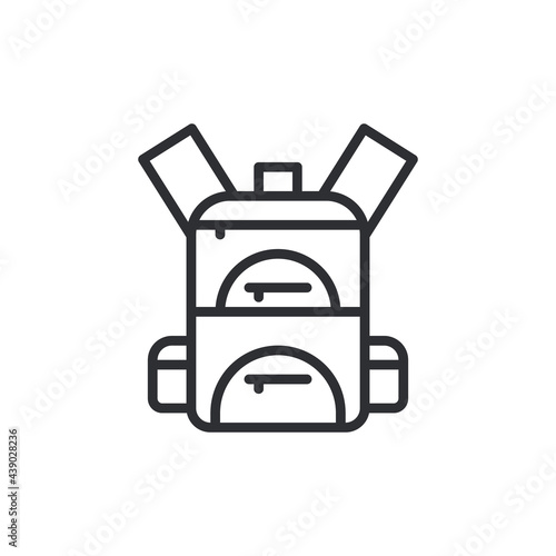 bagpack travel icon logo design illustration. Backpack icon, vector high quality logo for web design and mobile apps. Schoolbag, school bag backpack with straps flat vector icon for apps and websites