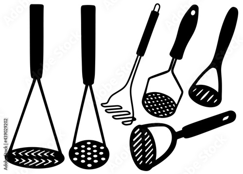 Pushers for making mashed potatoes. Vector image.
