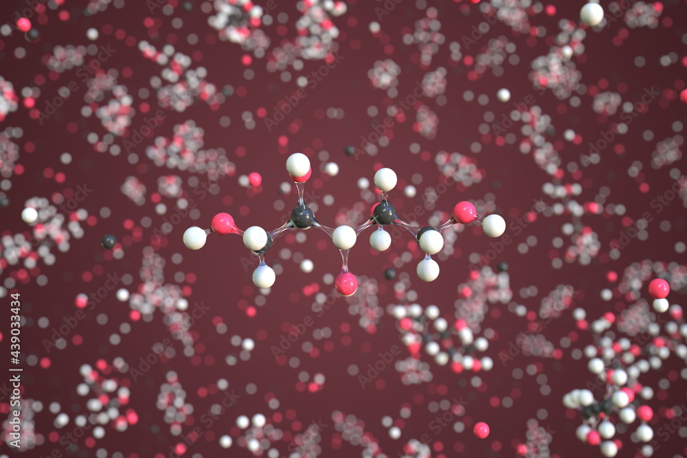 Adonitol molecule, conceptual molecular model. Scientific 3d rendering