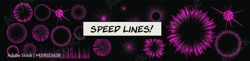 Set of vector elements for manga and comic book design. Hand-drawn lines, streaks to convey the impression of speed.