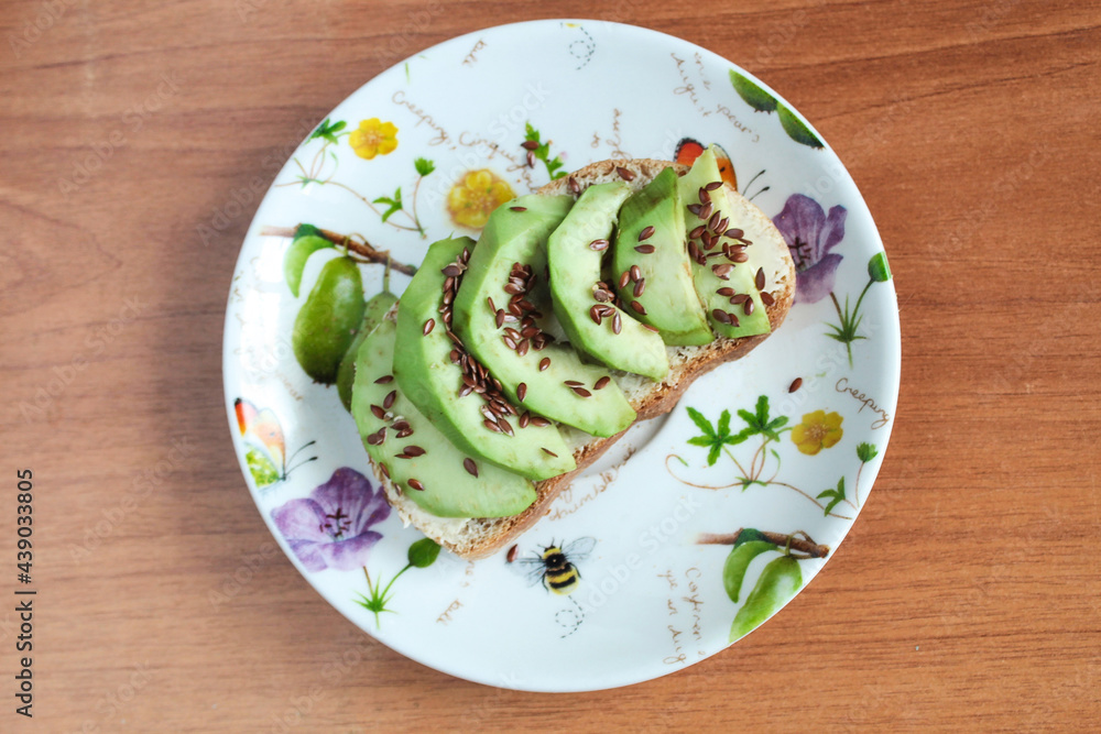 vegetarian sandwich with avocado with flax seeds breakfast bread vegetarian sandwich with avocado with flax seeds breakfast bread