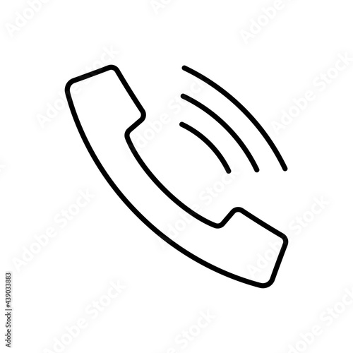 WebPhone simple line flat icon, telephone support symbol. Call us concept. Ve...