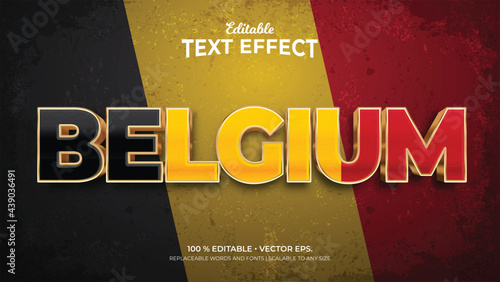 Text Effects, 3d Editable Text Style - Belgium Flag Pattern