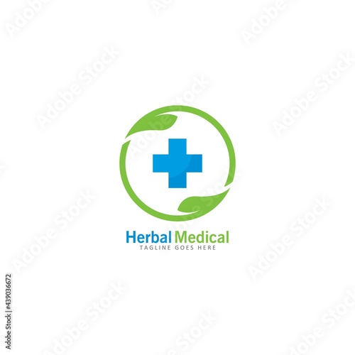 herbal medical logo vector icon illustration