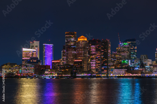 boston city skyline at night