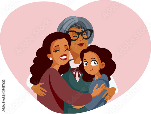 African Granny, Mother and Daughter Hugging with Love