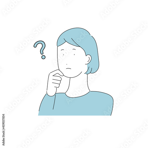 疑問に思う若い女性のイラスト