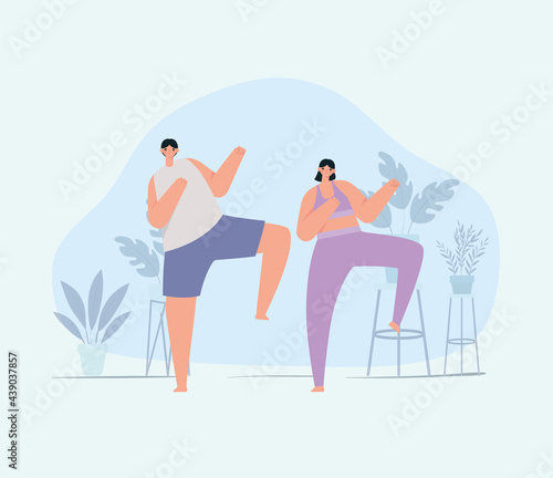 fitness couple illustration