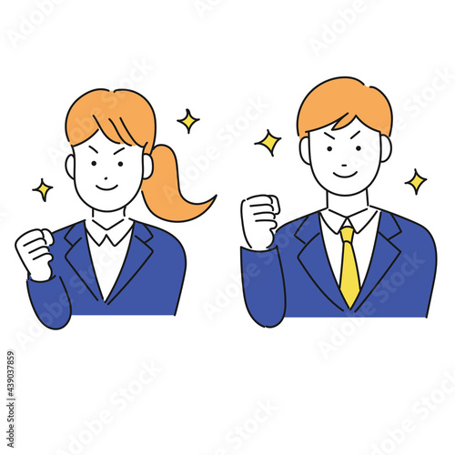 希望に満ち溢れる新入社員の男女のイラスト